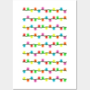 String of Pixel Glowing Christmas Lights Pattern (White) Posters and Art